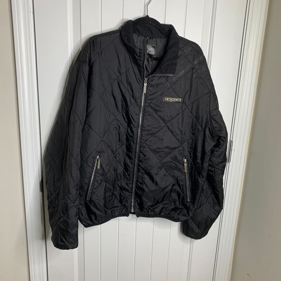 Vintage Descente quilted black insulated puffer bomber jacket size XL‎ - Picture 1 of 7